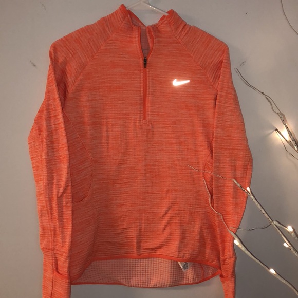 Nike Element Sphere Half Zip Long Sleeve Running Shirt Orange heathered - 2 - Picture 2 of 13
